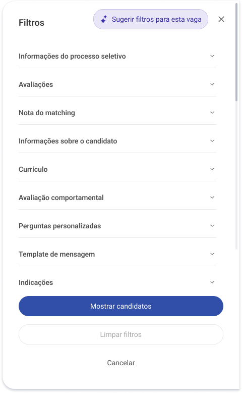 Categorias de filtros